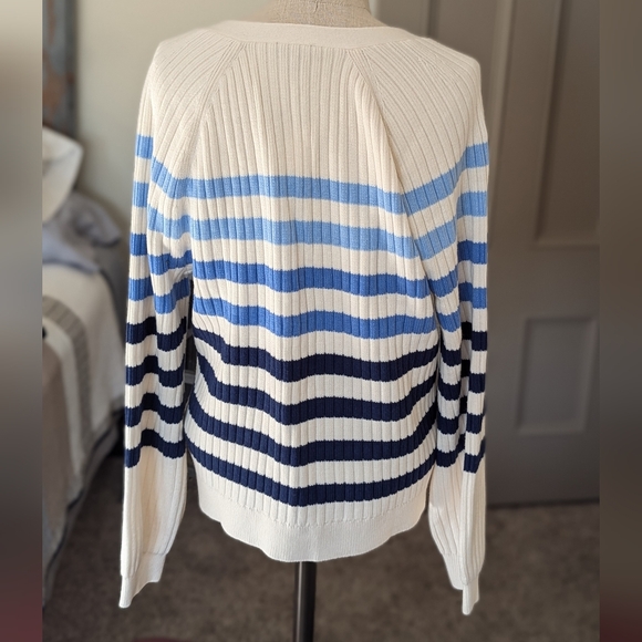 Talbots Balloon Breton Stripe Cardigan - Picture 6 of 7